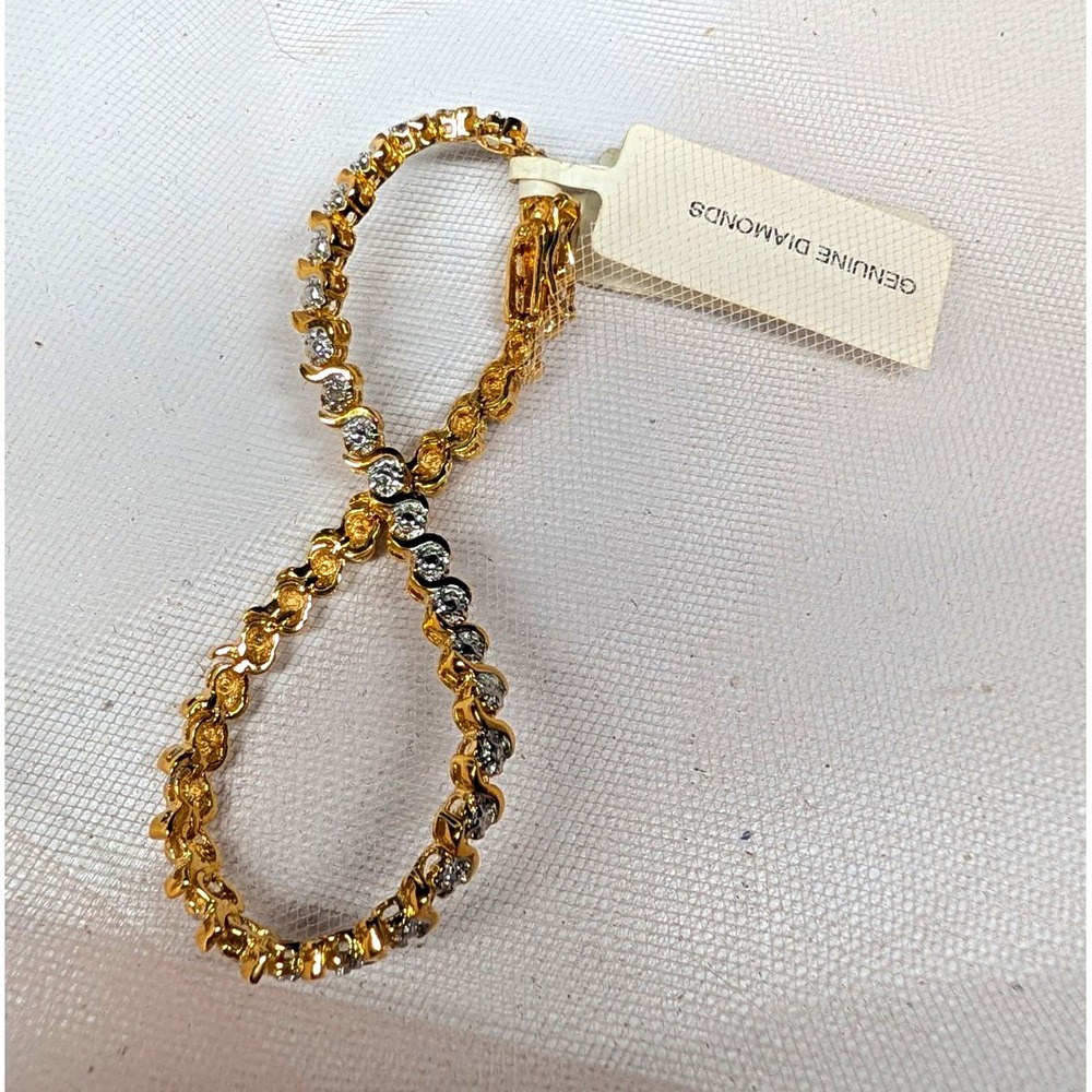 JMC Designs 24kt Gold Over Sterling Silver Diamond Tennis Bracelet 7.5"
